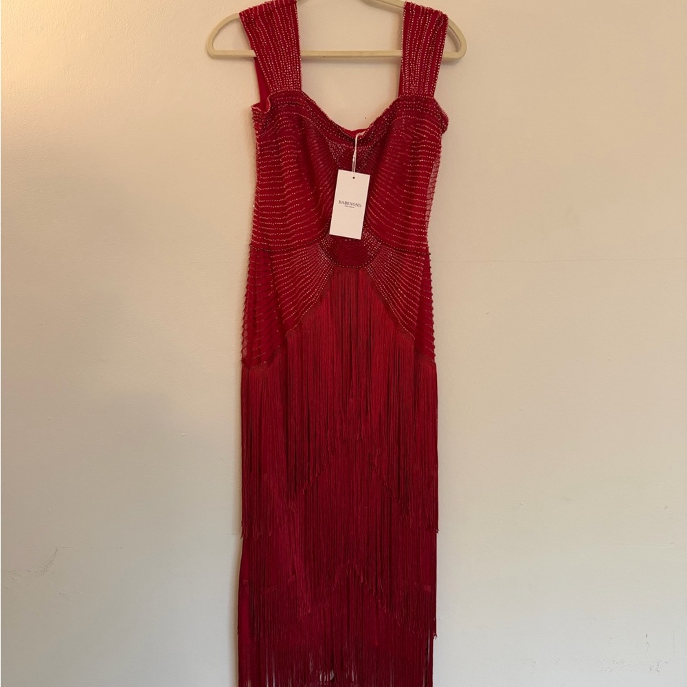 Chic Backless Red Fringe Dress